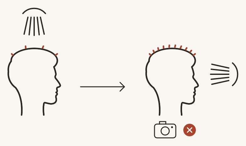 The same head photographed twice under different lighting and styling, the second looking fuller, marked unreliable.