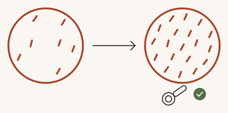 Two trichoscope views of one patch of scalp, with visibly more hairs in the second, marked reliable.